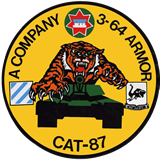 CAT 87 Sticker of A Company 3-64 Armor